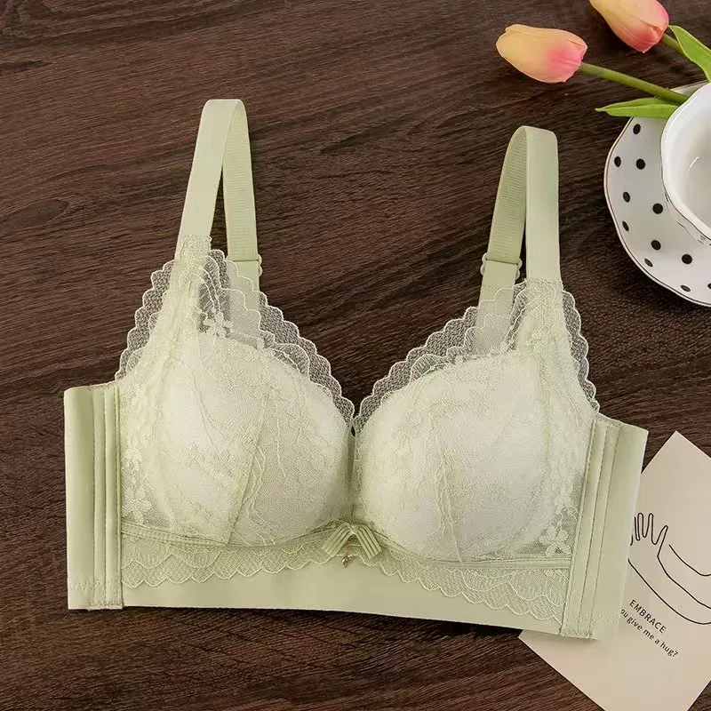 Sexy Lace Thickened Push-Up Bra for Small Breasts Anti-Sagging Adjustable Comfortable Wire-Free Lingerie