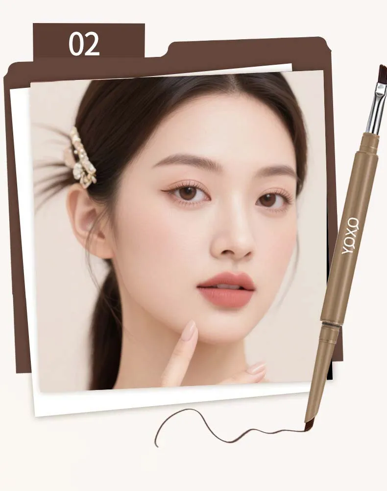 1 Pcs Double Head Easy To Color Gel Eyeliner Smooth and Waterproof Sweat Proof Dark Brown Lying Silkworm Outline Eyes Cosmetics