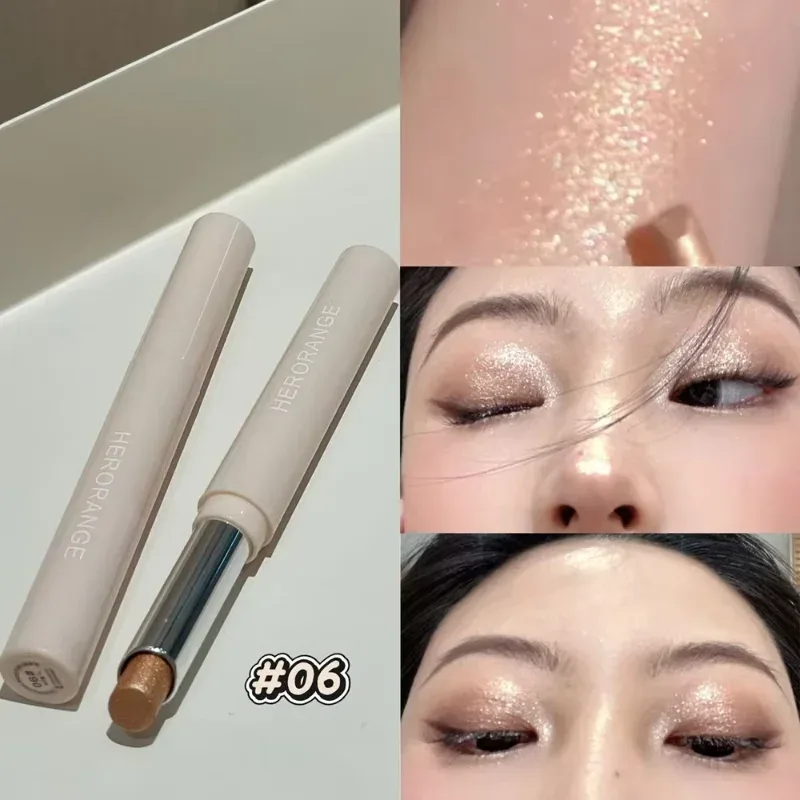 Punk Purple Metallic Eyeshadow Stick Waterproof Lasting Pearlescent Glitter Eye Shadow Highlight Eyeshadow Fine Shiny Eye Makeup
