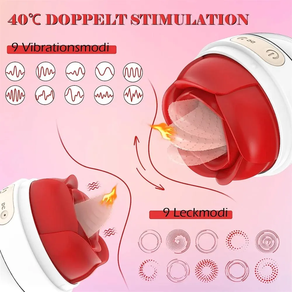 Rose Sex Toys Tongue Licking Vibrator G Spot Clitoris Stimulator Vagina Nipple Massager With 9 Frequency Vibrating Adult Toy for Women