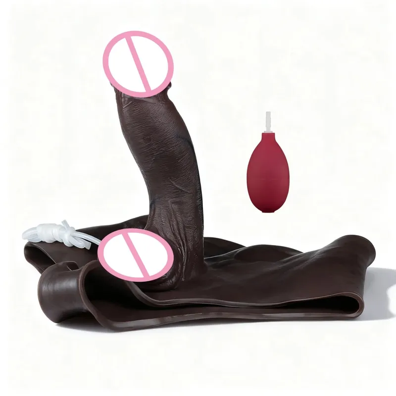 Black Nude Strapon Big Realistic Ejaculation Dildo Silicone Squirting Panties With Simulated Solid Penis Sex Toy For Women — image 49