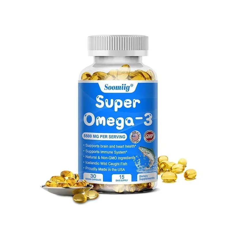 Triple Potency Capsules Omega-3 Fish Oil + DHA + EPA-Supports Joint Brain and Eye Health Enhances Immune Function Antioxidant