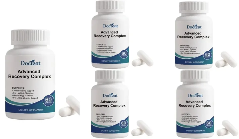 Advanced Recovery Complex 60 Capsules with L Glutamine Glycine Lysine Digestive Enzymes for Gut Health Daily Wellness Support