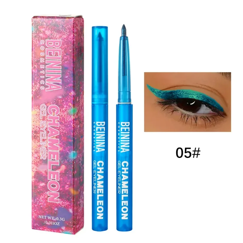 Metallic Chameleon Gold Eyeliner Gel Pen Pearlescent Polarized Glitter Green Inner Eye Liner Shiny Multicolor Soft Eyes Pigment
