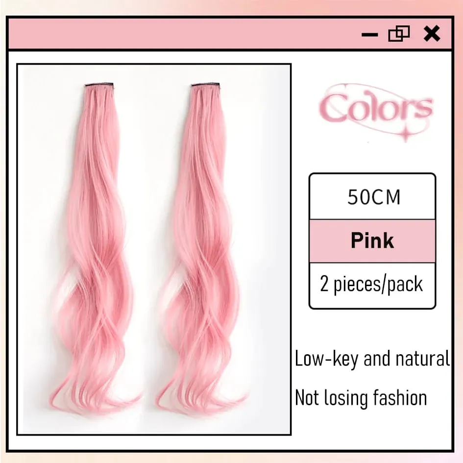 Synthetic 2 Pieces/Set 50cm Colored Curly Hair Extensions Water Wave Pink/Blue/Purple Halloween/Christmas Wig