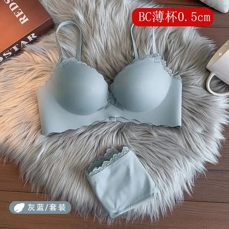 セクシーWomen Wireless Seamless Bra Set One‑Piece Push‑Up Brassiere Small Bust Side Support Anti‑Sag Soft Ladies Intimates Lingerie — image 17
