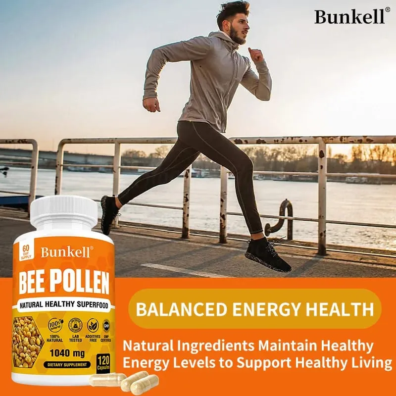 Bijenpollensupplement 100% natuurlijk rauw bijenpollen Vegetarische capsules Probiotische superfood Spijsvertering Immuunondersteuning en energie