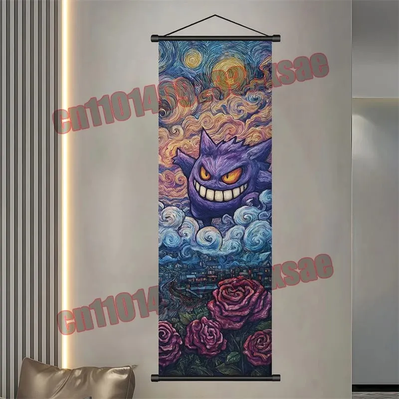 Printed Pokemon Poster Anime Wall Artwork Gengar Eevee Pikachu Images Scroll Paintings Retro Artist Home Living Room Decor