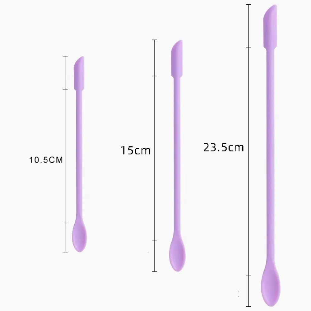 3pcs Portable Mini Silicone Scraper Double-head Soft Cosmetic Digging Spoon Lengthened Face Mask Brush Makeup Brushes Set