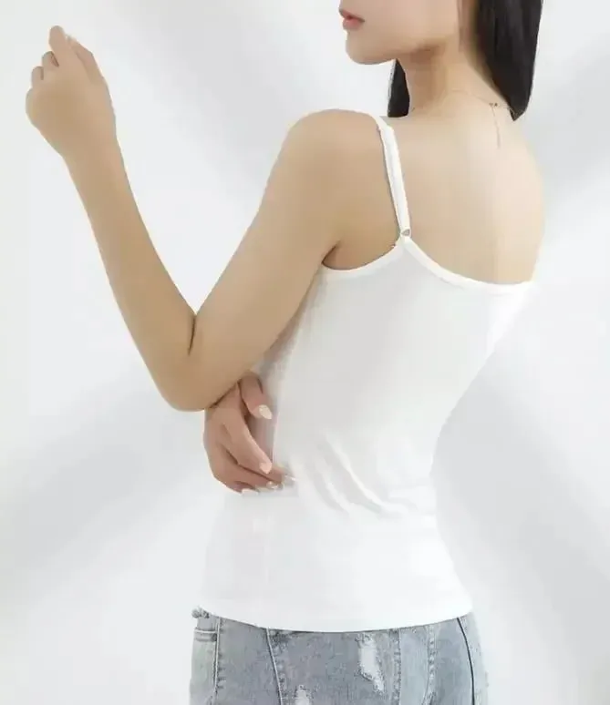 Cotton Feel Solid Sling Camisole Women Crop Top 35-75kg Sleeveless Sexy Slimming Vest Tank Base Tee Underwear Daily Staple 2026