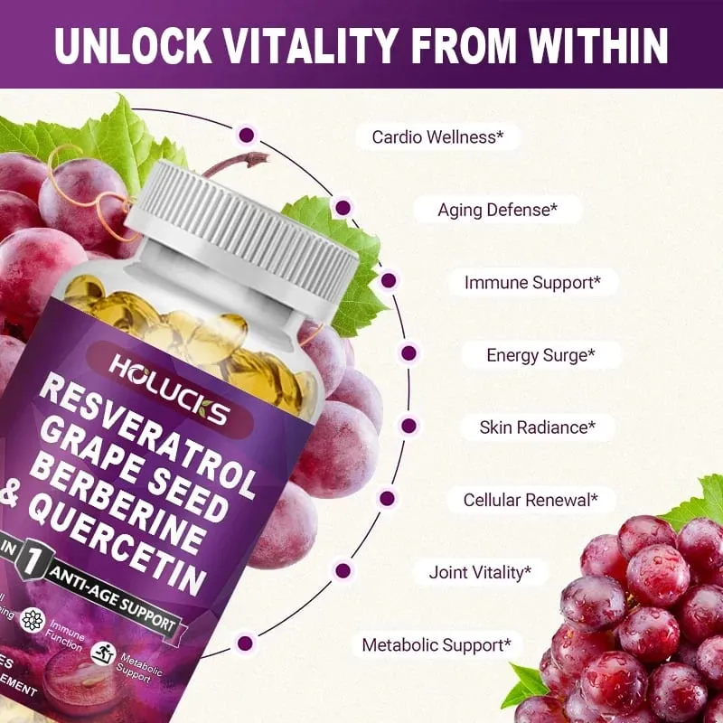 Resveratrol Supplement Boost NAD+ level Anti-Aging Immune Support Improve Metabolic Promote Overall Wellness