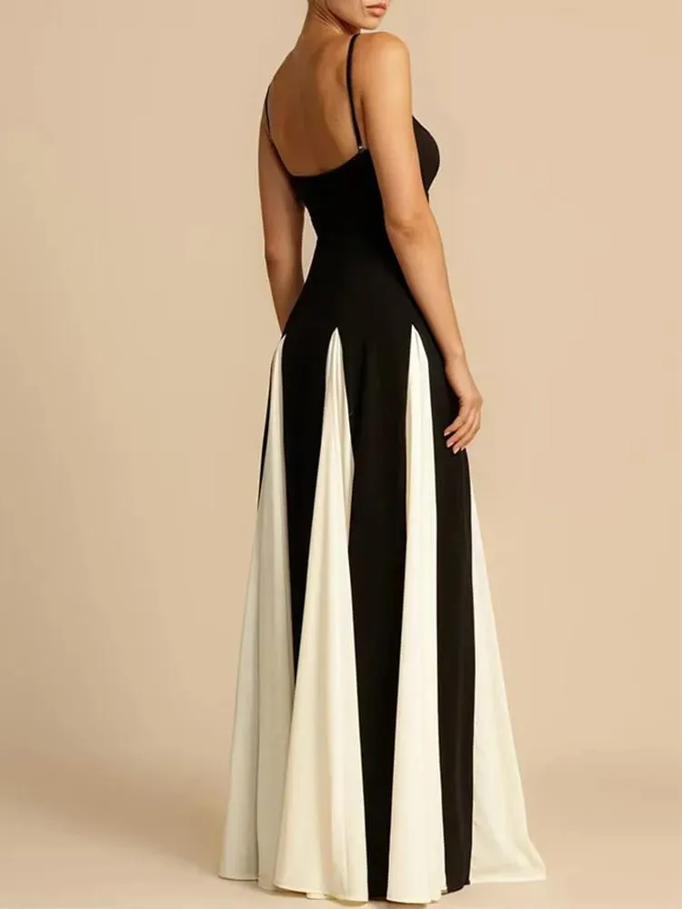 Women's Elegant Splice Slip Evening Dress Long Floor-Length Maxi Gown for Formal Occasions — image 3