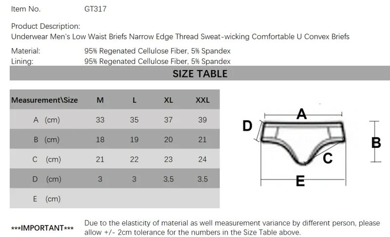 Men's Single Layer Briefs Ultra Thin U Convex Pouch Underwear Breathable Moisture Wicking Sexy Summer Panties