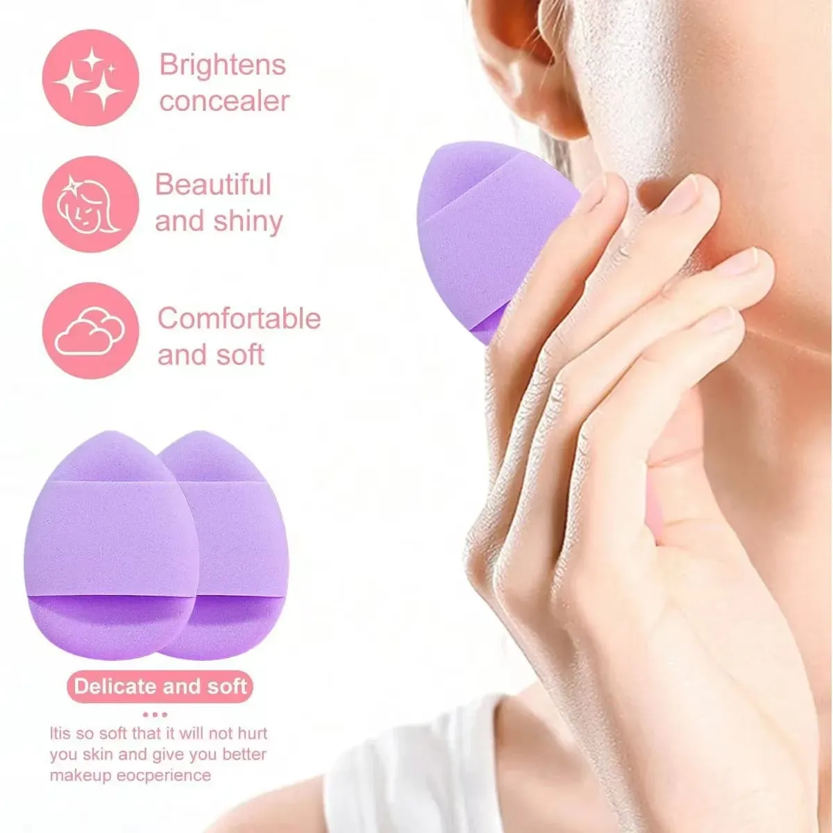 Makeup Brushes and Sponges Set Purple Makeup Puff Beauty Egg Headband Wristband Remover Kit Makeup Tool Gift 20-28pcs
