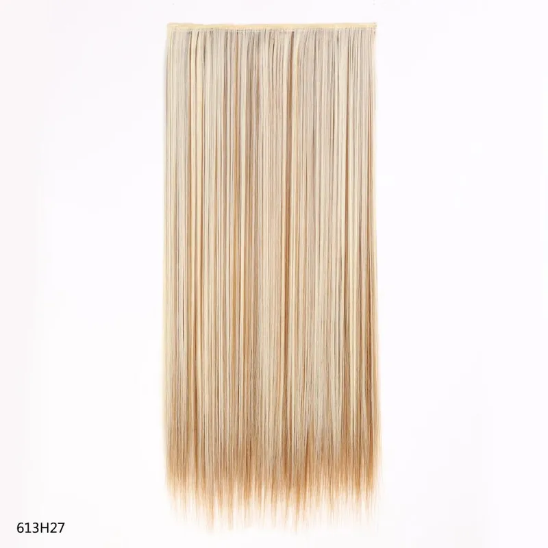 Long Straight Hair Clip In Hair Extension 5-Clips One Piece Natural Looking Synthetic Hairpiece for Women Ladies Daily Use