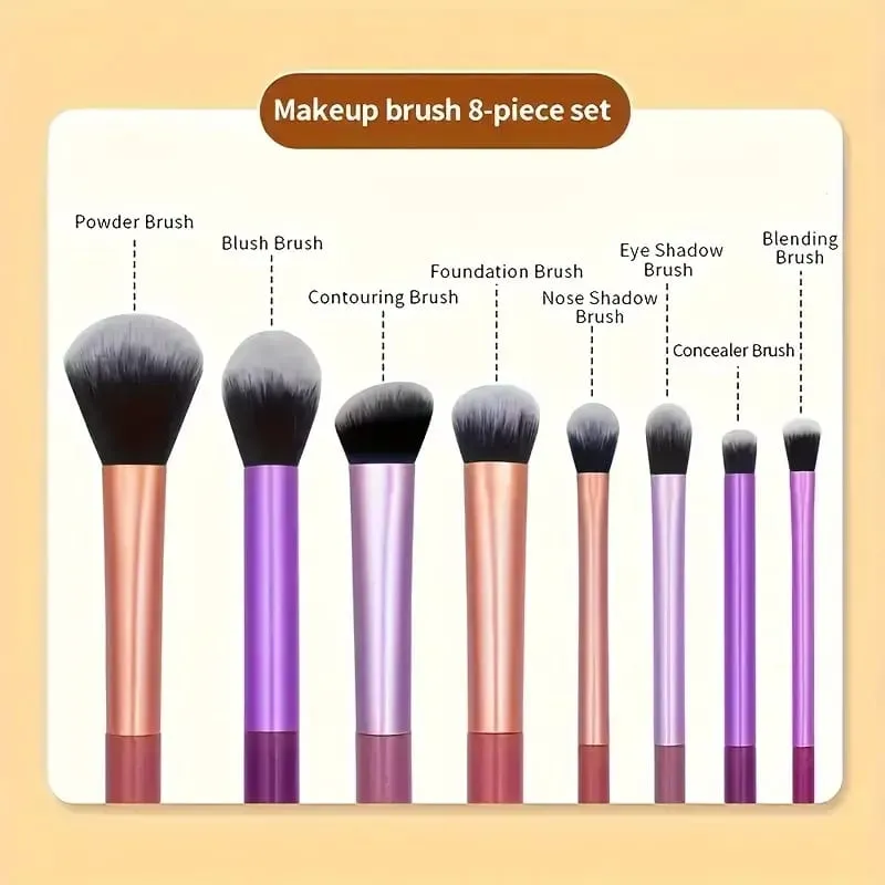8pcs Makeup Brush Kit Soft Synthetic Hair Make Up Brushes Foundation Blush Eyeshadow Cosmetic Makeup Tools foundation brush — image 6