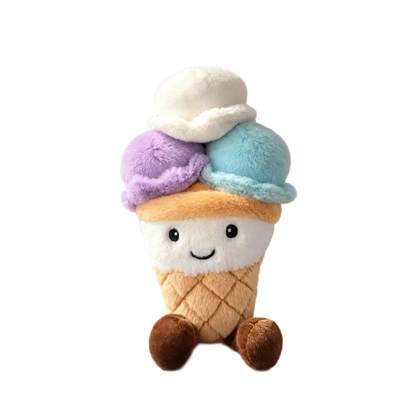 NEW Scoops Ice Cream Cone Plush Toy Stuffed Summer Snack Small Pillow Humanoid Smiling Face with Legs Kawaii Plushie Gift — image 7