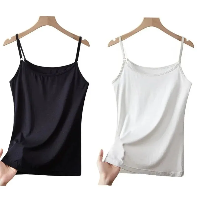 Cotton Feel Solid Sling Camisole Women Crop Top 35-75kg Sleeveless Sexy Slimming Vest Tank Base Tee Underwear Daily Staple 2026