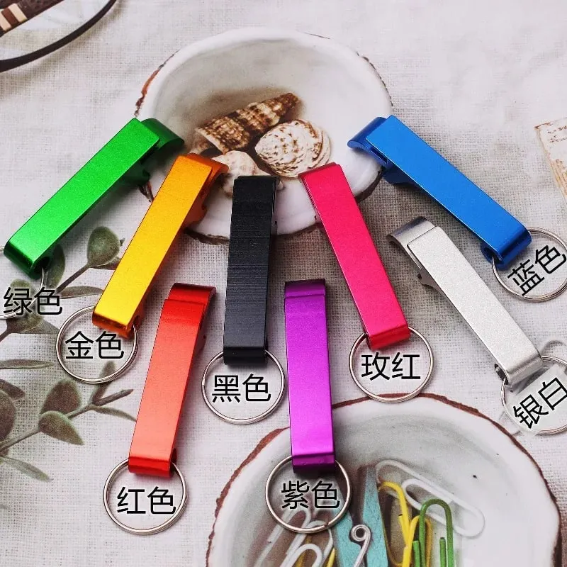 1PC Beer bottle opener multifunctional key chain portable solid color bottle opener aluminum bottle opener