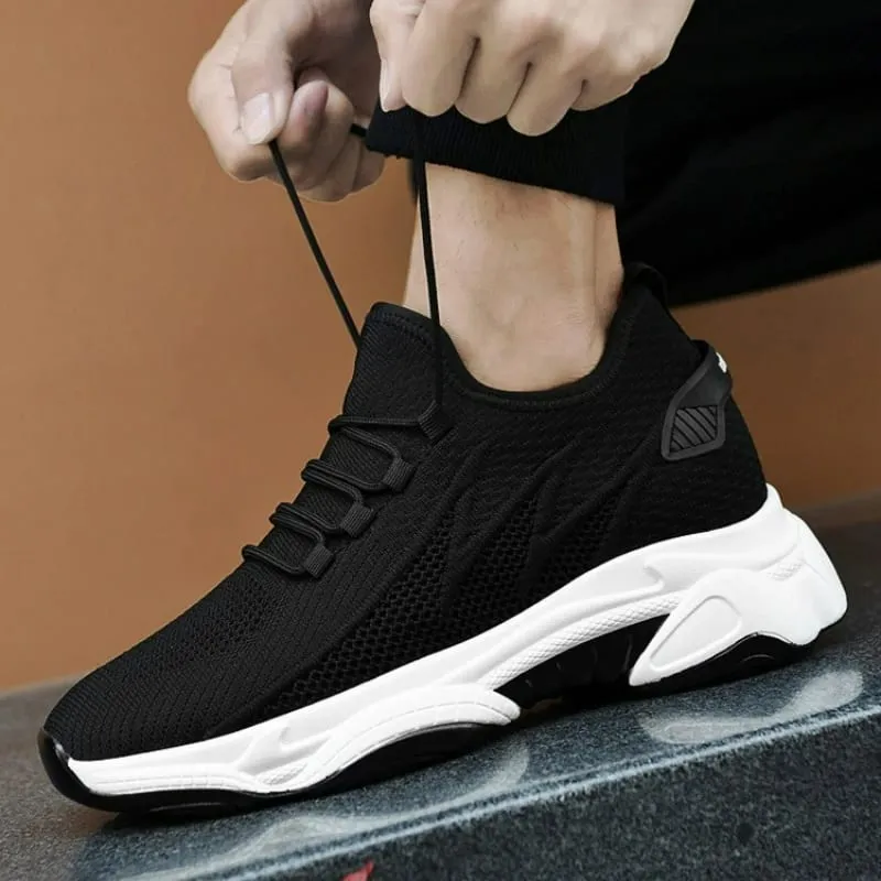 Zapatos de hombre, zapatillas de deporte con aumento de altura de 10cm, zapatos informales transpirables para exteriores, zapatos con cordones para correr para hombre, zapatos de malla con suela suave y elevador — image 4