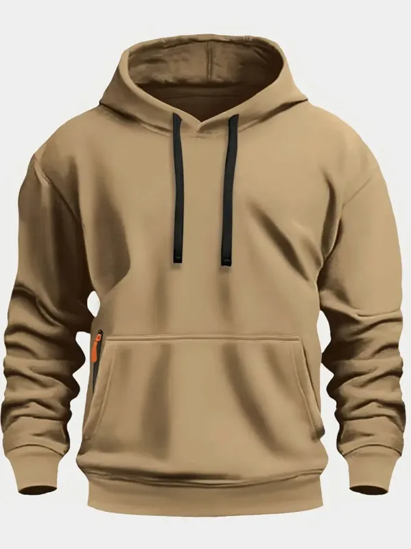 Fall/Winter New Arrival Men's Fleece Hoodie High Quality Solid Color Hooded Sweatshirt Male Fashionable Street Style Sweatshirt — image 11