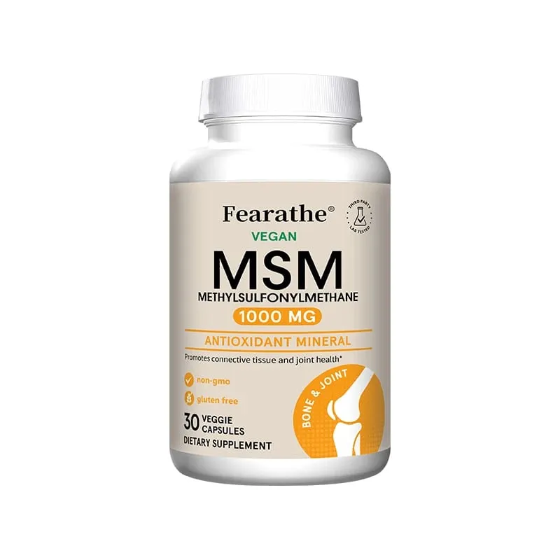 Farathe 메틸설포닐메탄(MSM) 1000 Mg 항산화제는 관절 건강의 균형 잡힌 칼슘 흡수를 촉진합니다. Non-GMO 글루텐 프리