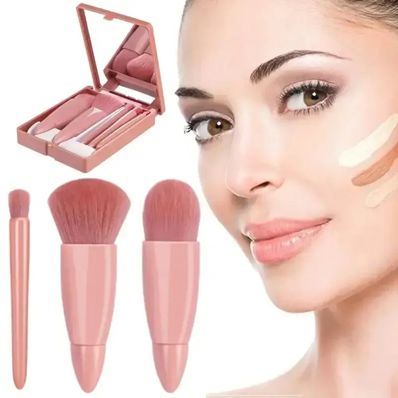 Complete Cosmetic Brushes Small Function Kit 5pcs With Case And Mirror Travel Size Makeup Brushes Set Mini Makeup Brushes — image 2