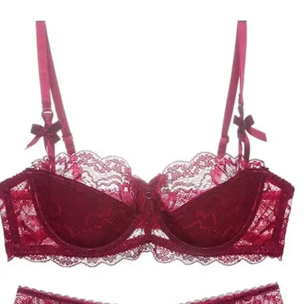 ผู้ขายที่ดีที่สุดผู้หญิงเซ็กซี่ลูกไม้ครึ่งถ้วย Bra ชุด Underwire รวบรวมบาง Push Up Elegant ประณีตลูกไม้ Comfort ชุดชั้นในชุด