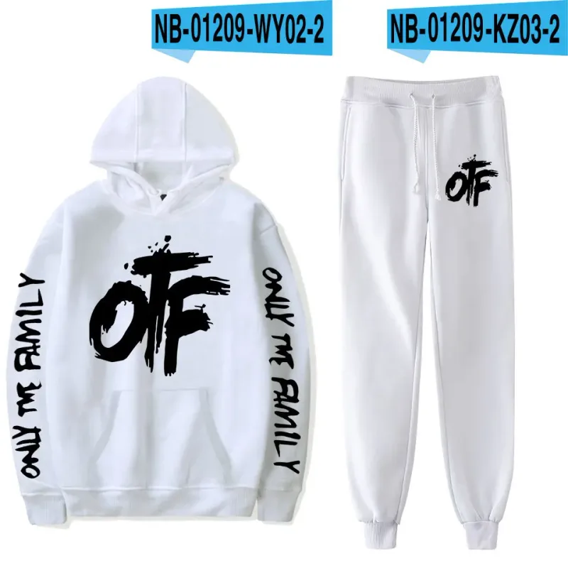 Harajuku Comfortable Funny OTF Letter Print Sweatshirt Sweatpants Suit Men/Women Hoodies+ Trousers Suit Cute 2 Piece Set Clothes