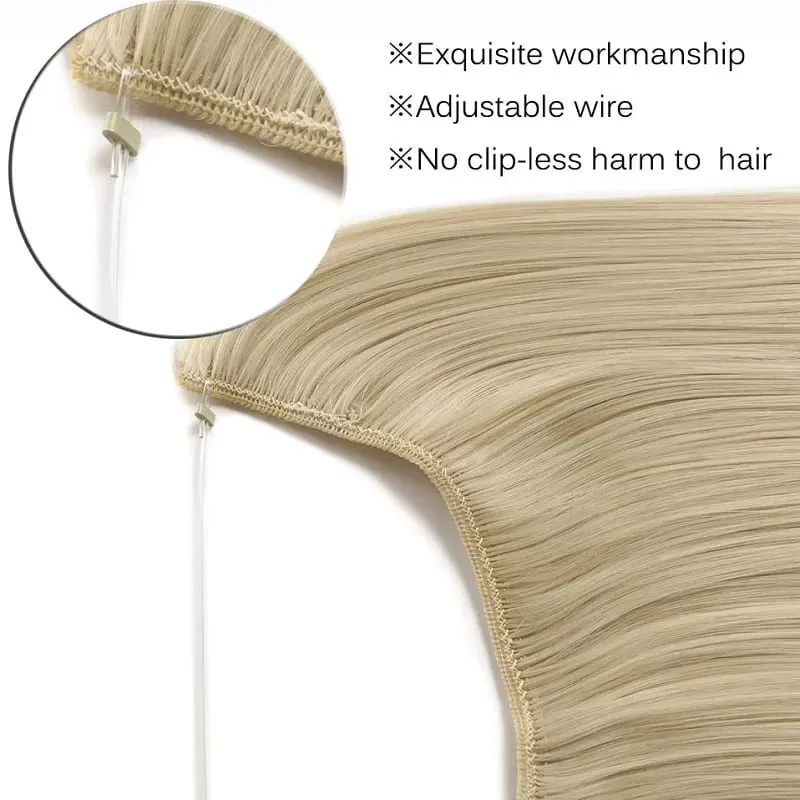 20Inch Synthetic Long Curly Invisible Wire Hair Extensions Headband Heat Resistant No Clips Hairpiece for Women — image 6