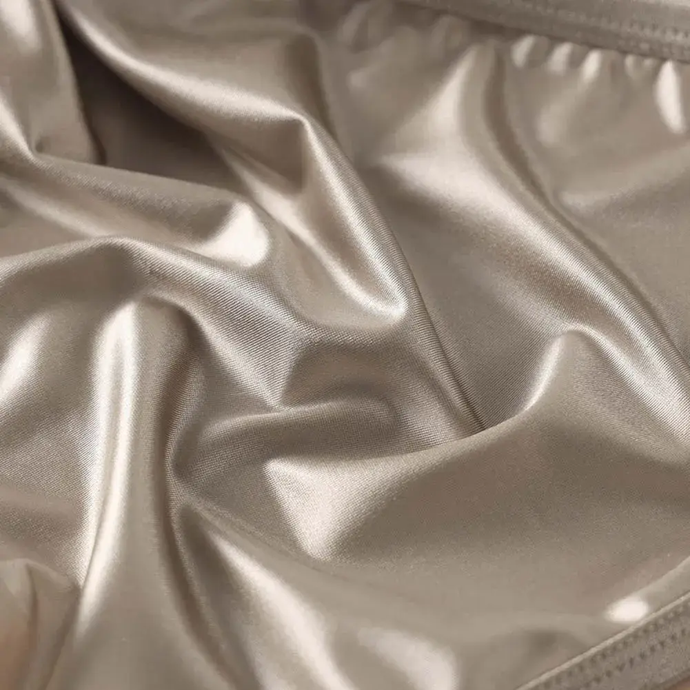 Men's Shiny Satin Low Rise Briefs Half Wrapped Buttocks U Shaped Pouch Comfort Underwear Stretch Fabric Size M 2XL