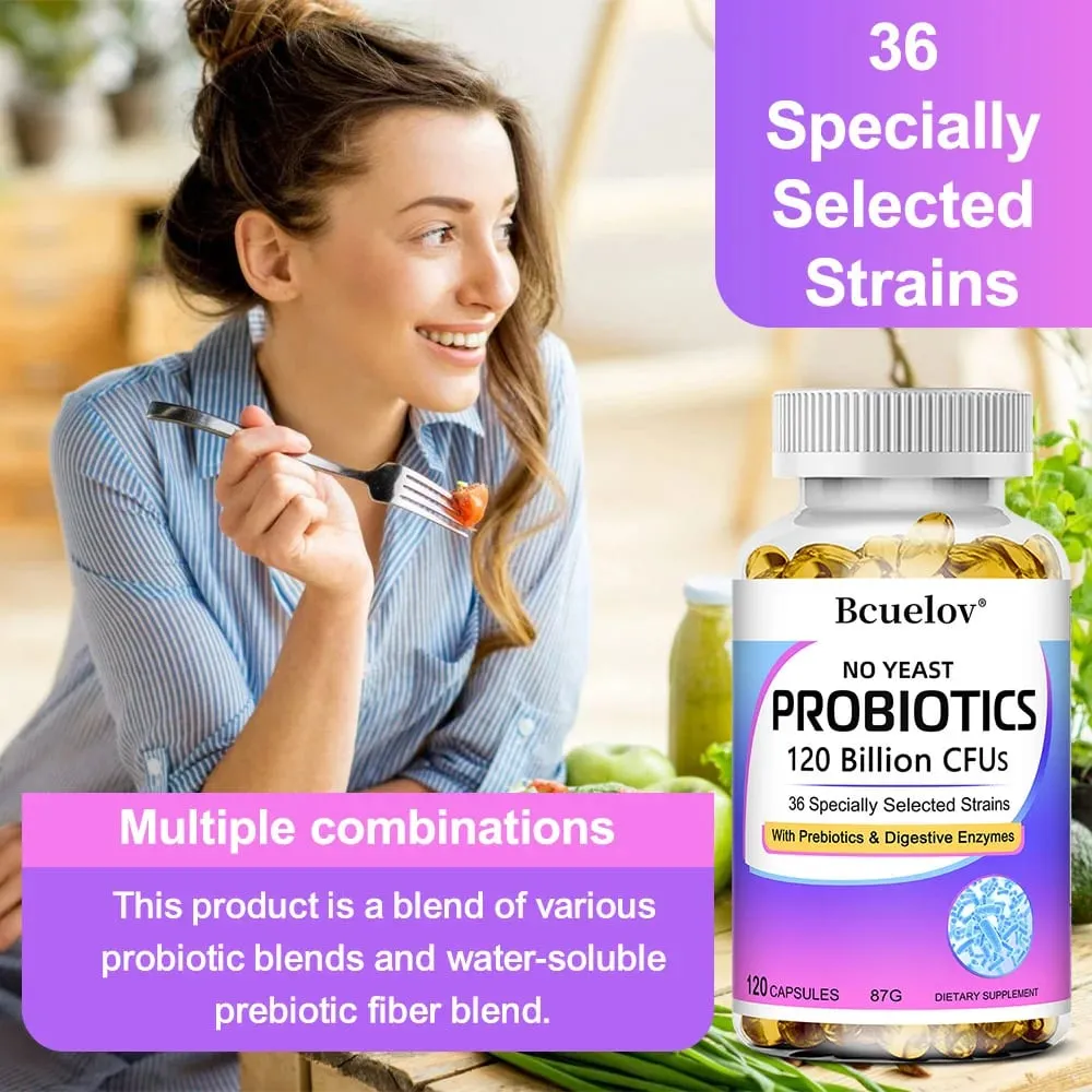 Probiotics 120 Billion CFU with Prebiotics & Digestive Enzymes Supports Digestion Gut Flora Bloating Relief & Immune Health — image 6
