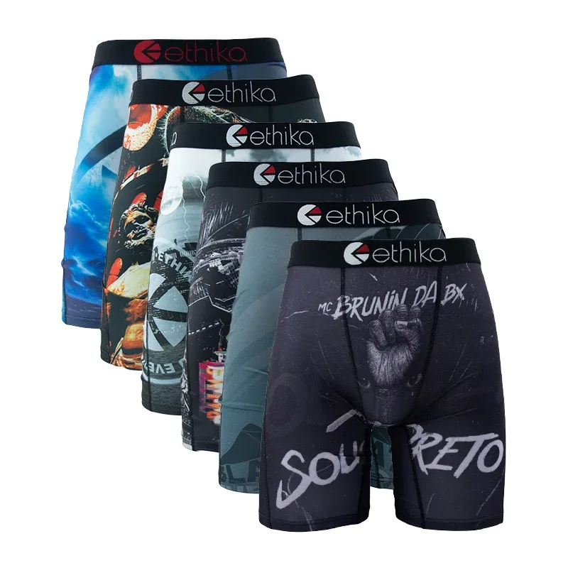 6Pcs Men Underwear Boxers Breathable Mesh Crotch Man Swimming Underpants Plus Size Mens Panties Trunks Men's Boxer Briefs