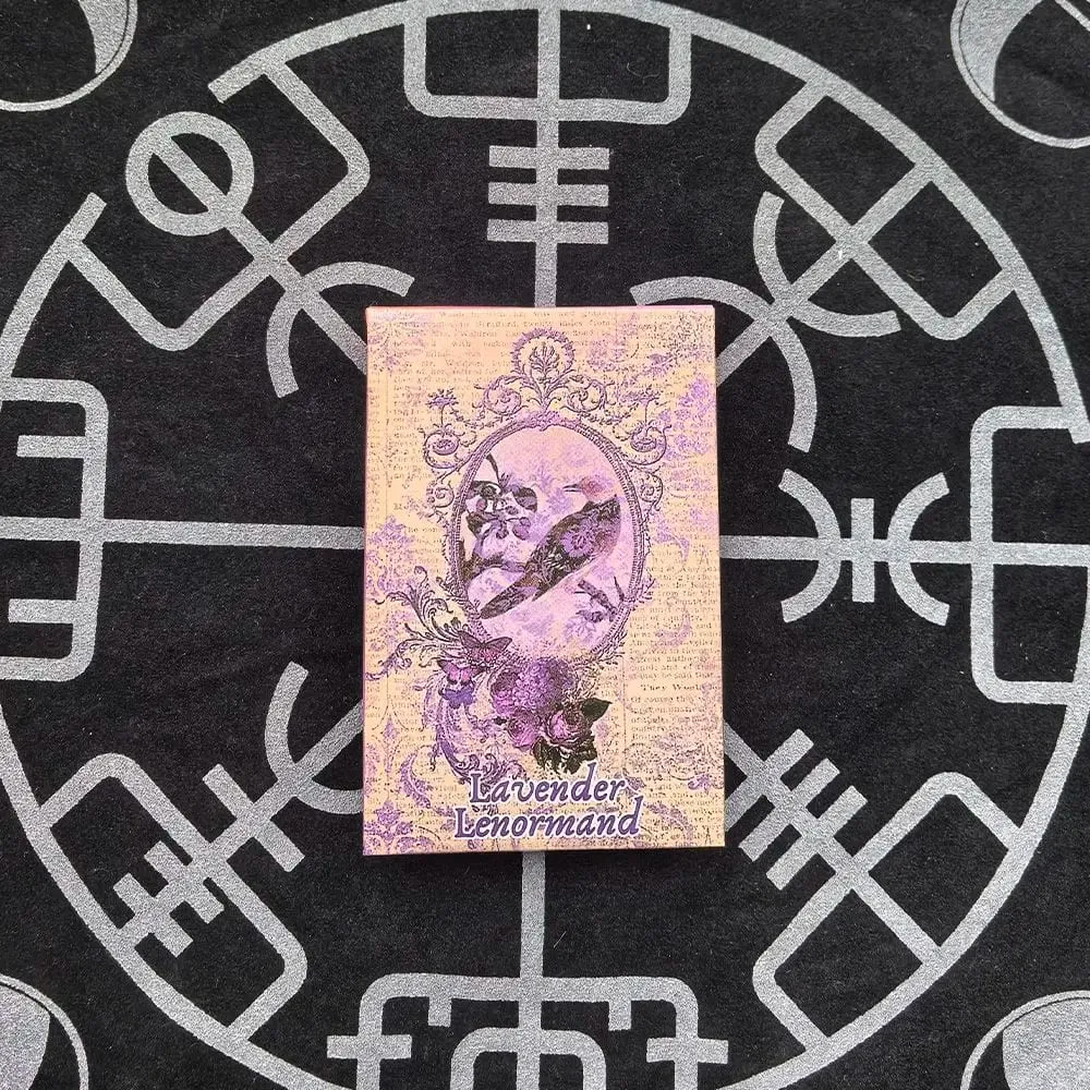 Lavender Lenormand Deck - 9*6cm 36 karet s vintage botanickými ilustracemi Shabby Chic Purple Aesthetic Tarot Alternative