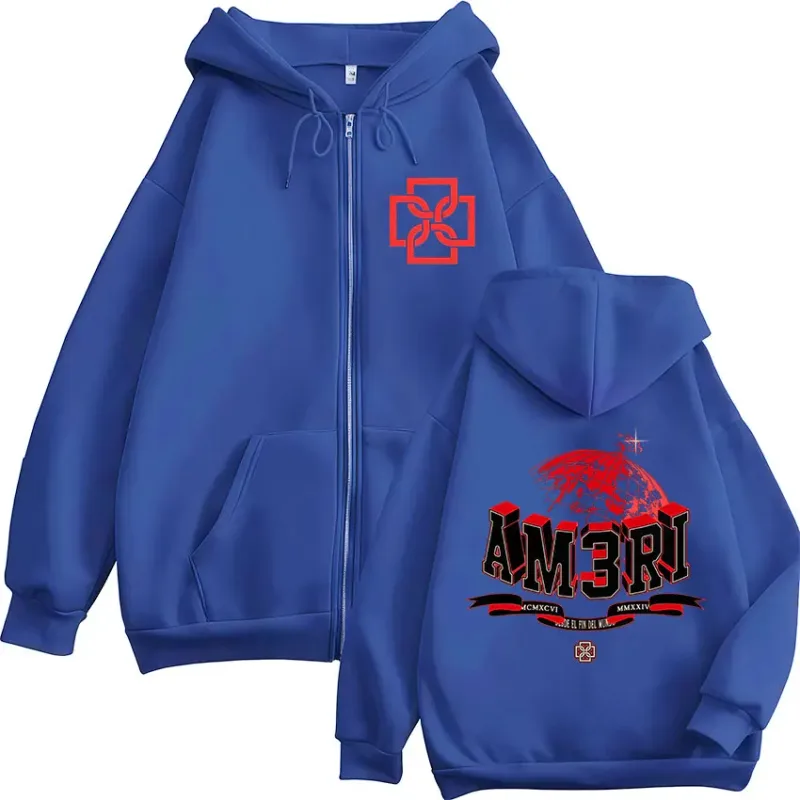 Rapper Duki AM3RI Modo Diablo Zipper Hoodies Men Women Clothing Zip Up Hooded Sweatshirts Fleece Oversized Pullovers Jacket Coat