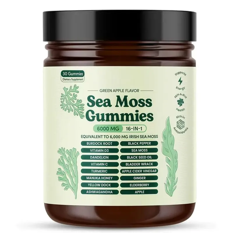 Sea Moss Gummies 16-in-1 with Black Seed Oil Ashwagandha Irish Seamoss Gummies Boosts Immune Support Wellness and Digestion