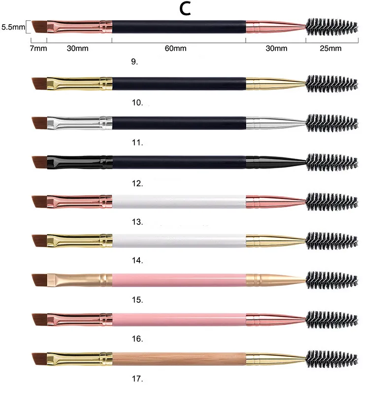 20pcs Eyebrow Brush Private Label Eyelash Comb Makeup Brushes Dual Ended Angled Spoolie 2 in 1 Lash Eyebrow Brush Bulk