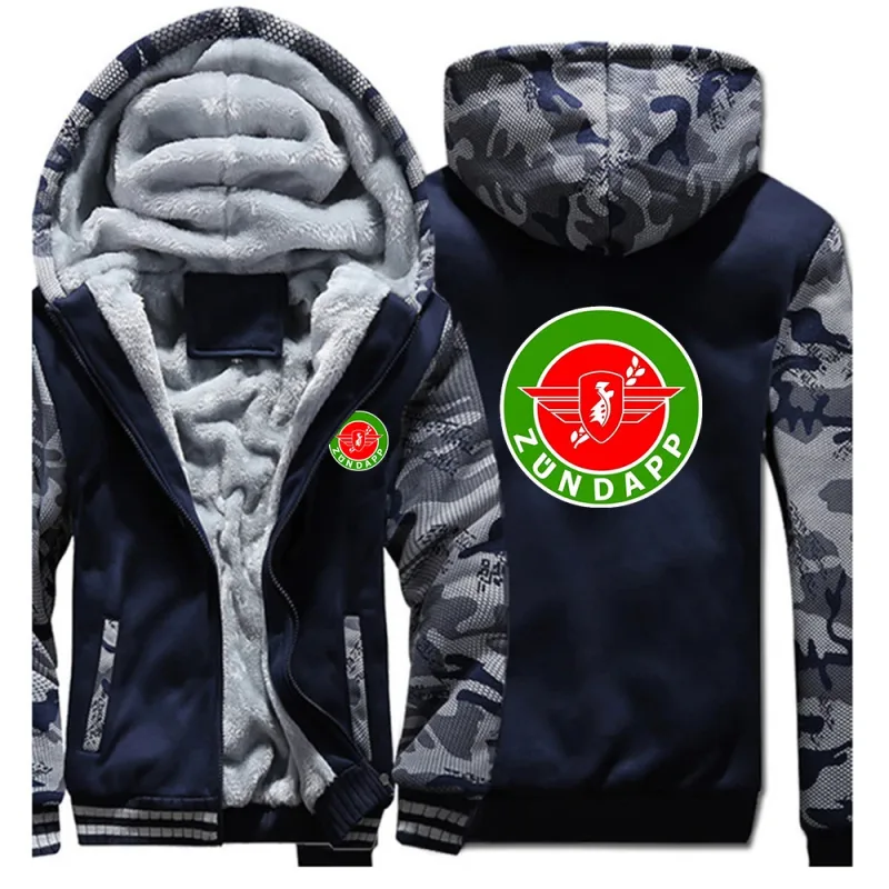 Men's Jackets Winter Hooded Warm Coat 2026 Zundapp Motorcycles Logo Print Plush Casual Thicken Lined Fleece Clothing Hoodies