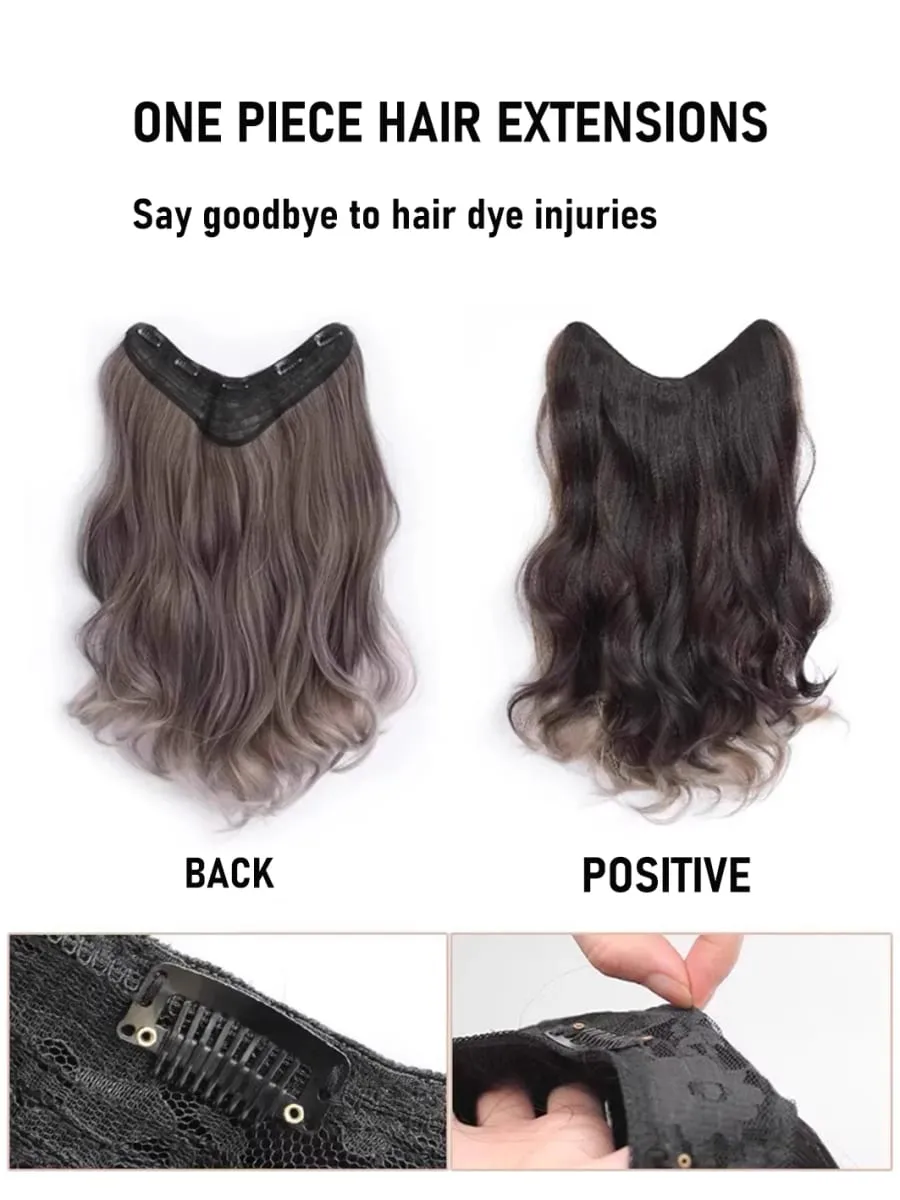 Synthetische 5 Clip 50 cm farbige Haarverlängerungen, Wasserwellen-Perücke, rosa Perücke, graue Perücke, Clip-on-Haarverlängerungen, Weihnachten