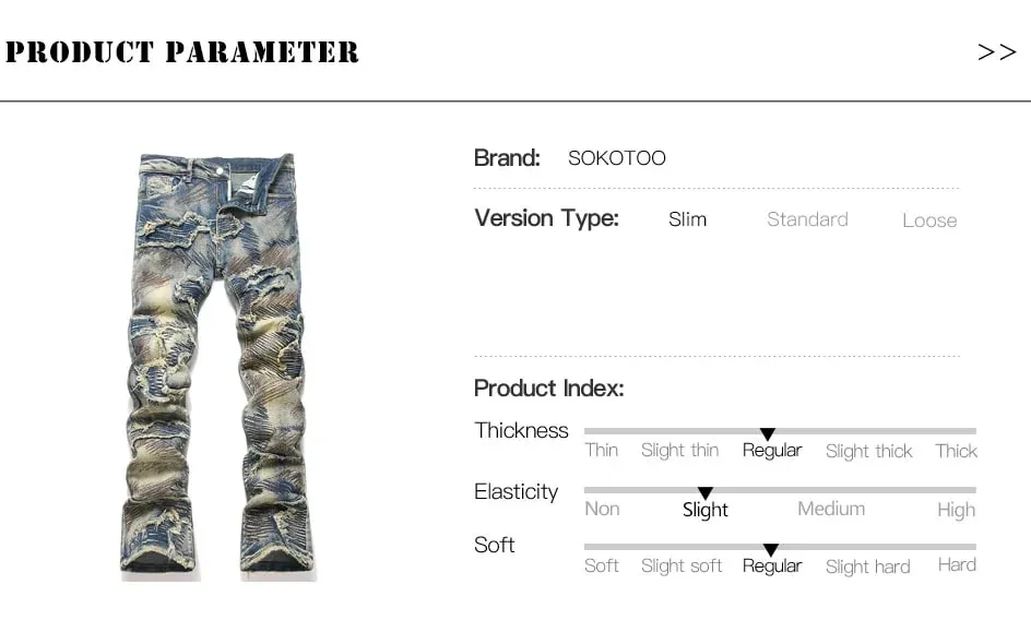 Men Embroidery Patch Boot Cut Jeans Patchwork Stretch Denim Slim Flared Pants Vintage Blue Streetwear Trousers — image 7