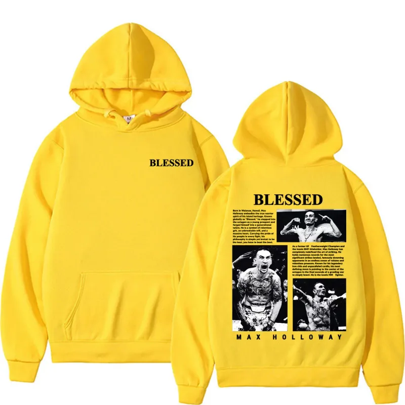 Max Holloway Blessed Vintage Graphic Hoodies Men Women Harajuku Violence Aesthetic Sweatshirts Casual Comfort Long Sleeve Hoodie