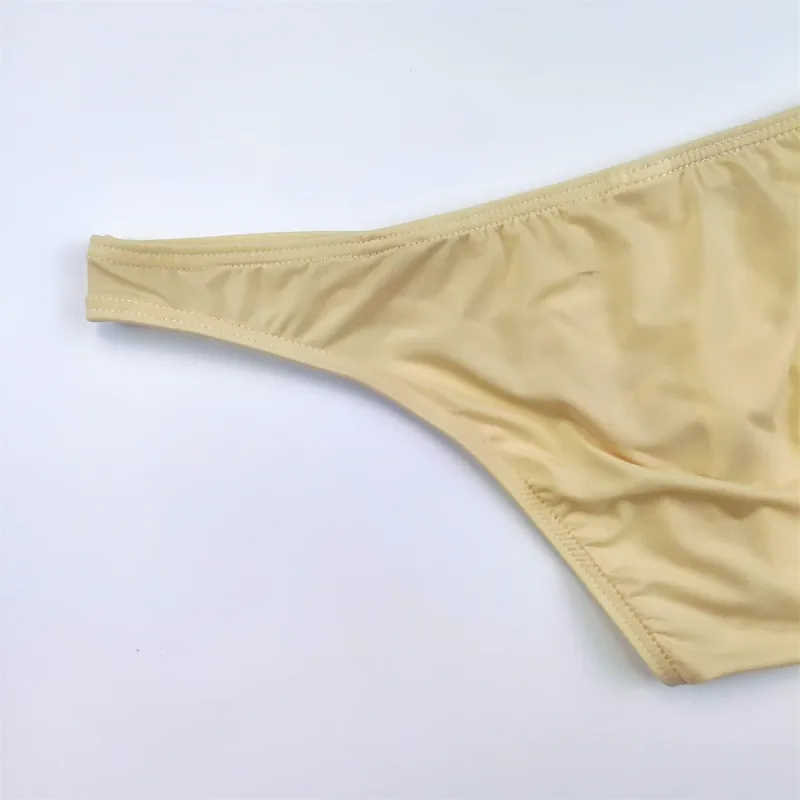 4PCS Men High Fork Briefs Mid Waist Elastic Ice Silk Brief Summer Underpants Ice Silk U Convex Pouch Male Underwear Silky Shorts