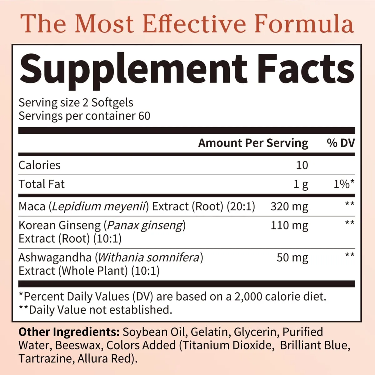 Cápsulas naturais de raiz de maca com extrato de ashwagandha vegetariano para homens, géis macios para saúde, suplemento de energia sem glúten
