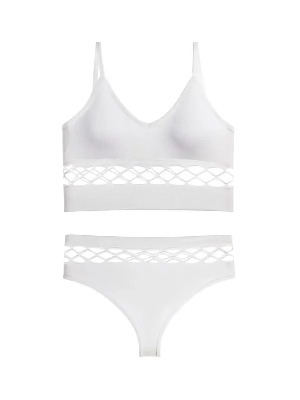 Thin Hollow Out Lingerie Set for Women Wireless Small Bust Push Up Bra Plus Size Breathable Sports Camisole Vest