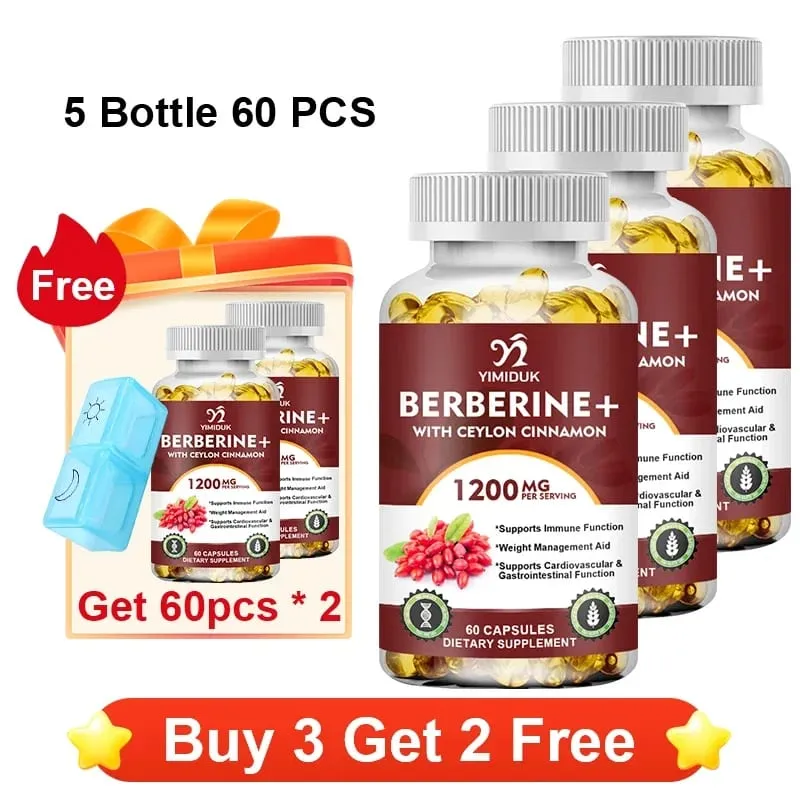Berberine 1200mg Supplement Supports AMPK Activation Healthy Glucose Metabolism Immunity & Weight Control for Adults