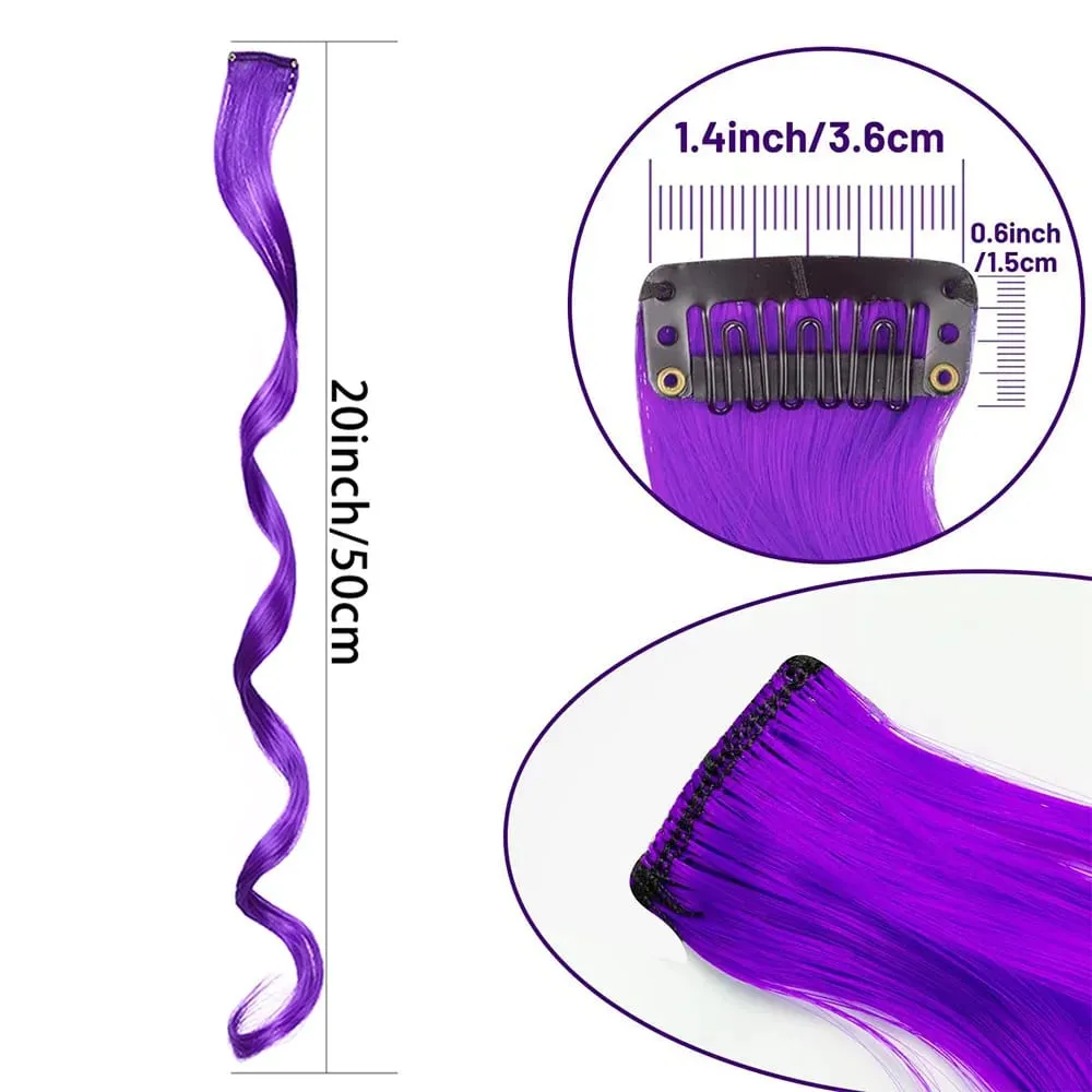 10 piece set of colored curly hair extensions clip style highlight hair patches single clip style one-piece women's dark hair
