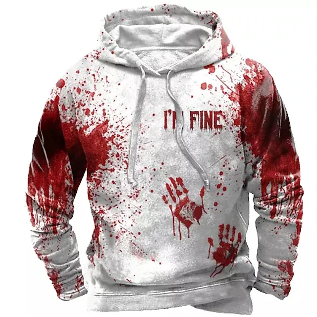 Halloween Blood Printed Hoodies letter pattern3D Print Hooded Pullover Sweatshirt Fashion Hoodie Streetwear Long Sleeve Tops