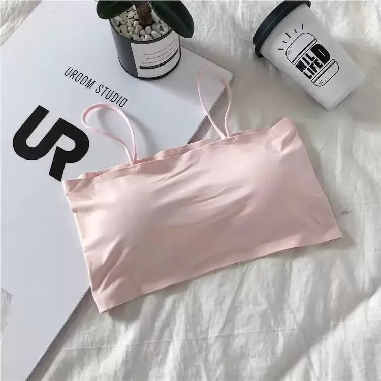 Women's Ice Silk Seamless Cami Tops Smooth Breathable Sleeveless Spaghetti Strap Vests for Summer Layering Casual Daily Wear