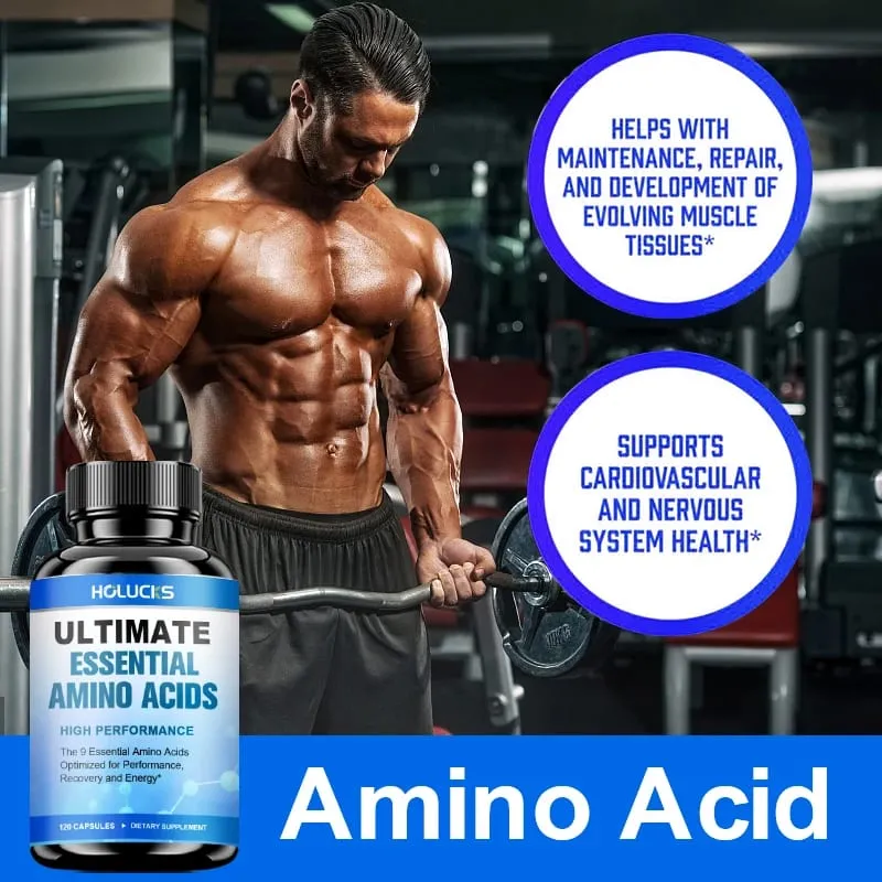 Essential Amino Acids EAA Supplement 9 EAAs 120 Tablets Muscle Recovery Energy Performance