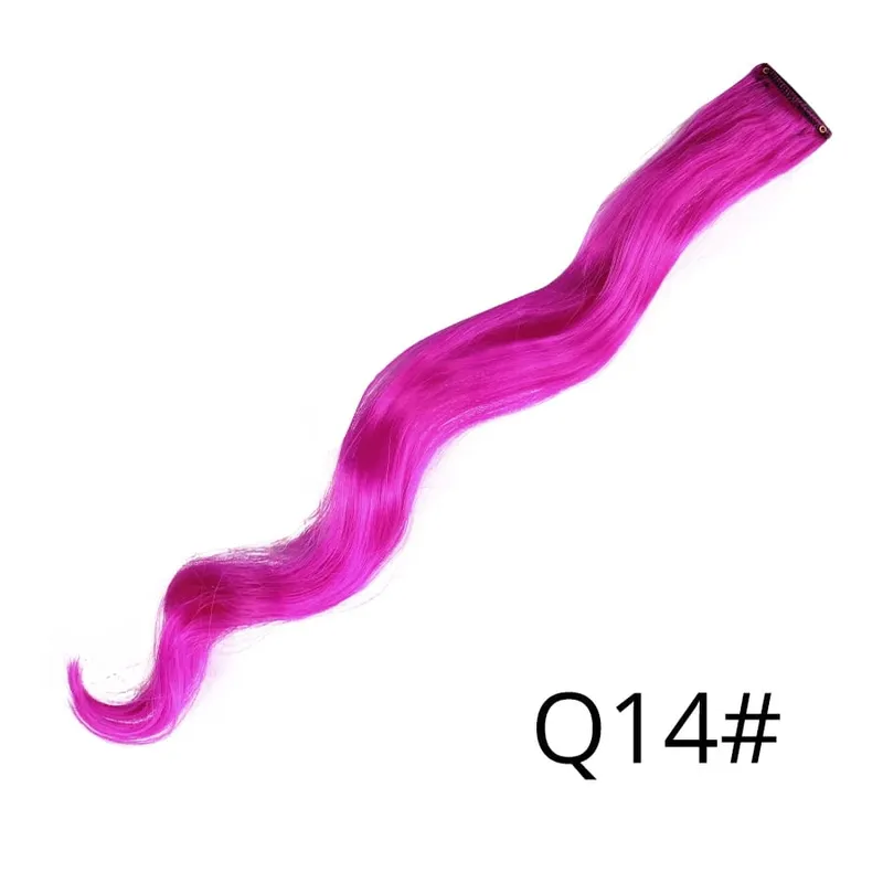 Leeons Clip In One Pieces Hair Extensions Straight Ombre Purple Blue Pink Extension Hair Women Synthetic False Fake Hair